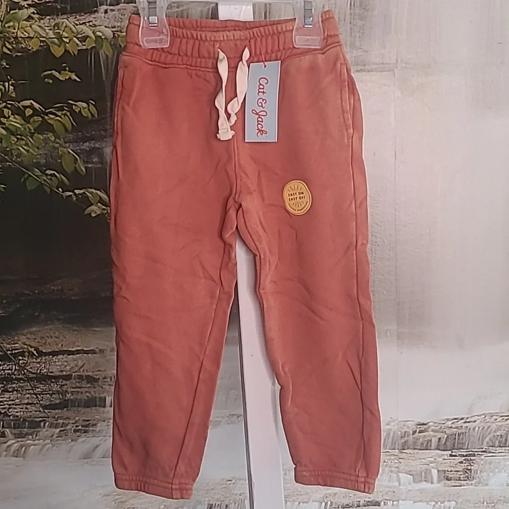 NWT! Cat & Jack Kids 3T rustic cinnamon drawstring comfy fall sweatpants